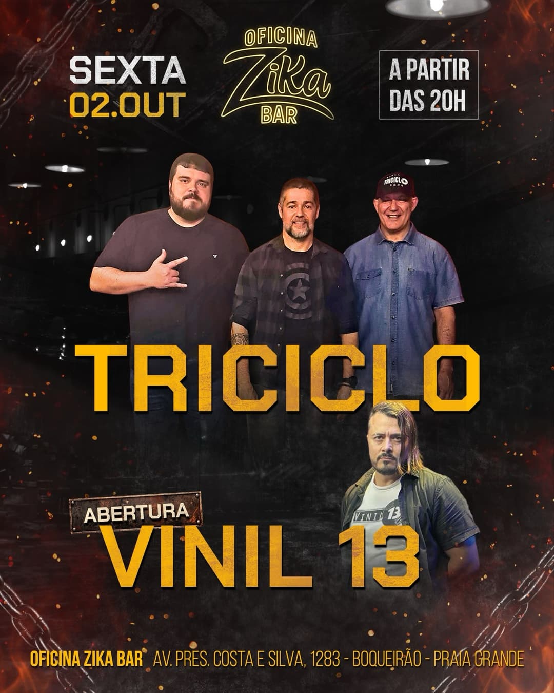 Flyer de Vini Treze e Banda Triciclo
