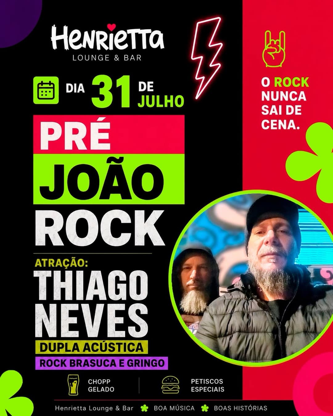 Flyer de Thiago Neves em Dupla Acústica