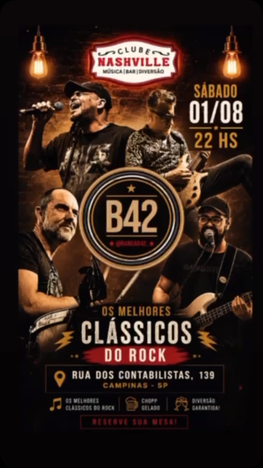 Flyer de Bandab42, Banda Hollywood Way e mais 2 artistas