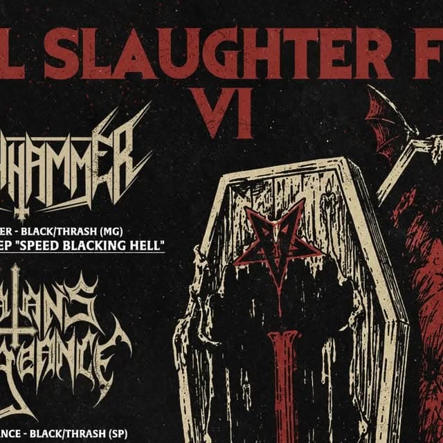 Flyer de Schizogoat, Tryout, KRUSHHAMMER e Satan's Vengeance