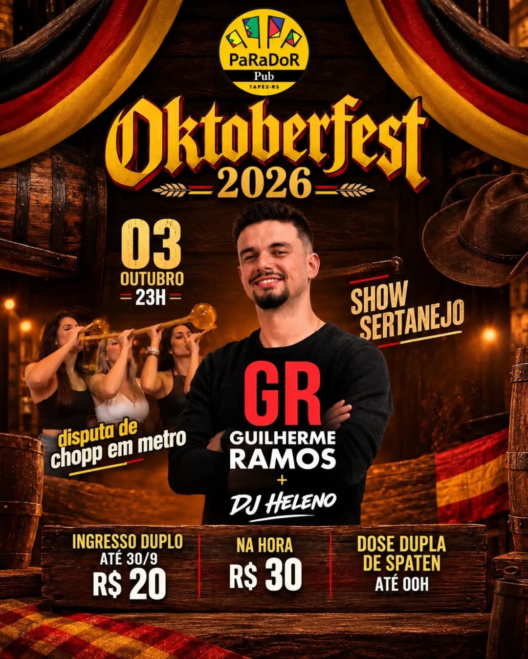 Flyer de Guilherme Ramos e DJ Heleno