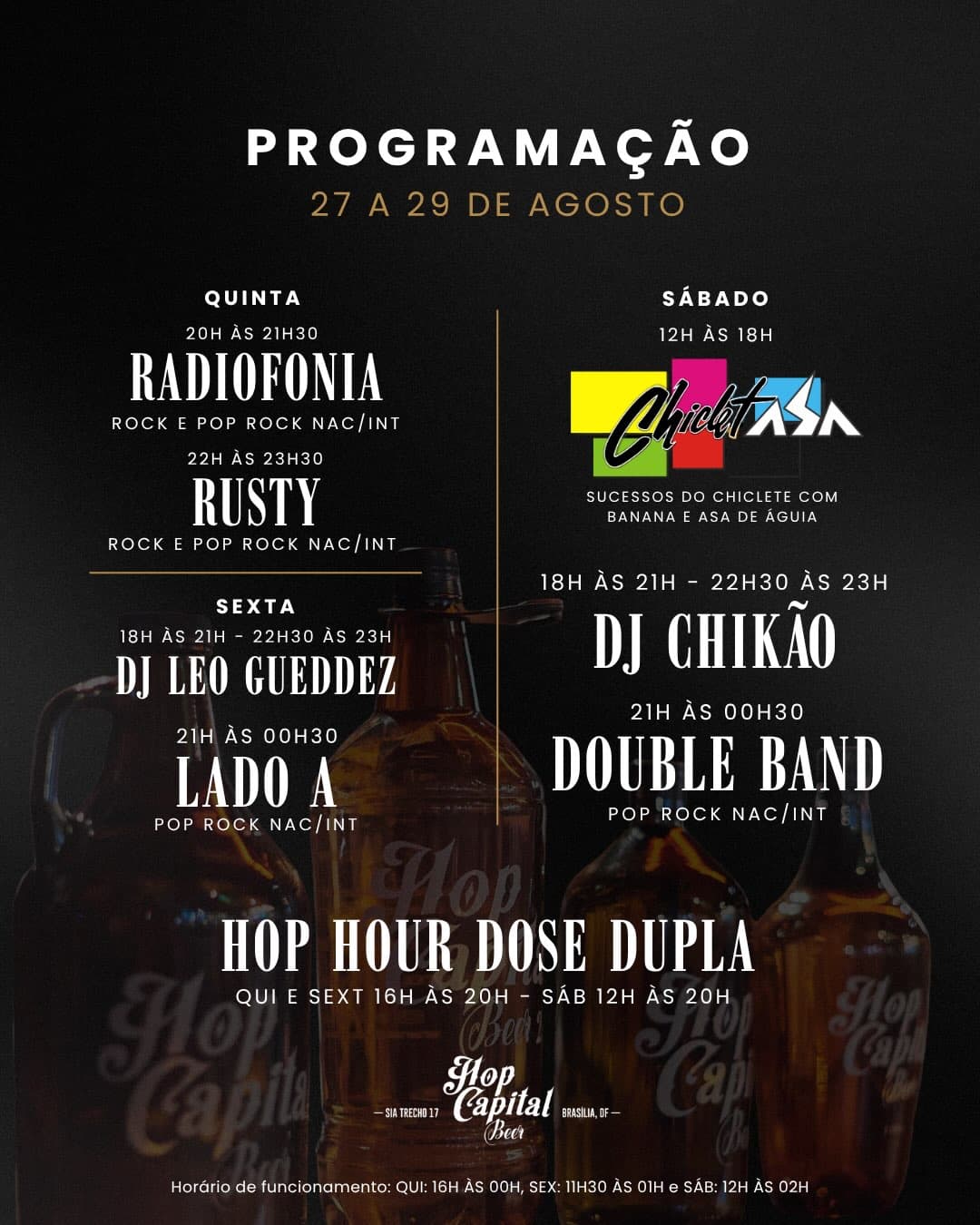 Flyer de ChicletAsa, Double Band e DJ Chikão