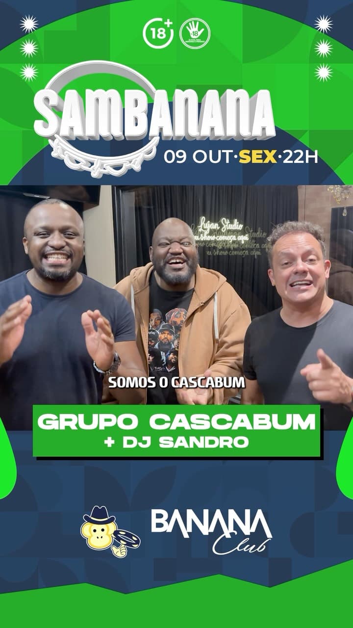 Flyer de Grupo Cascabum e DJ Sandro