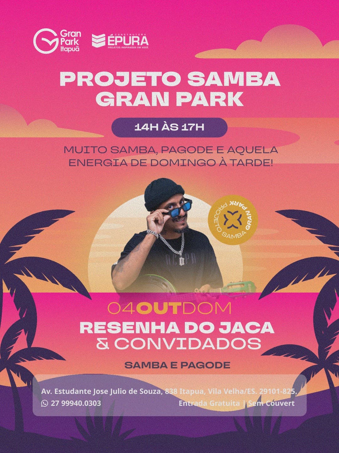 Flyer de Projeto Samba Gran Park e Resenha do Jaca & Convidados