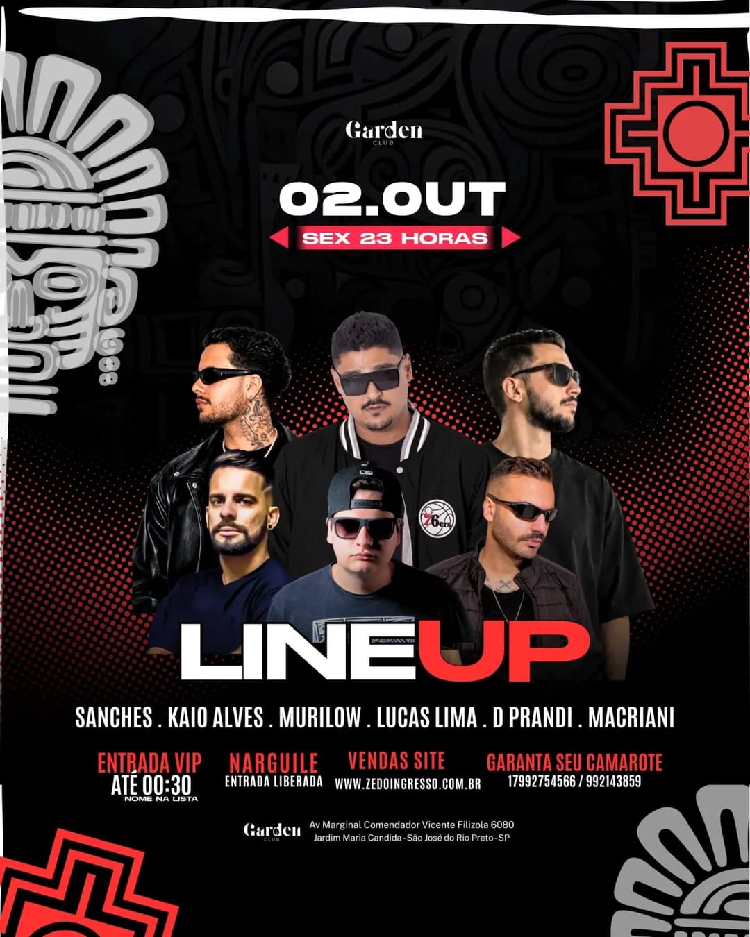 Flyer de Lucas Lima, Sanches, Kaio Alves e mais 3 artistas