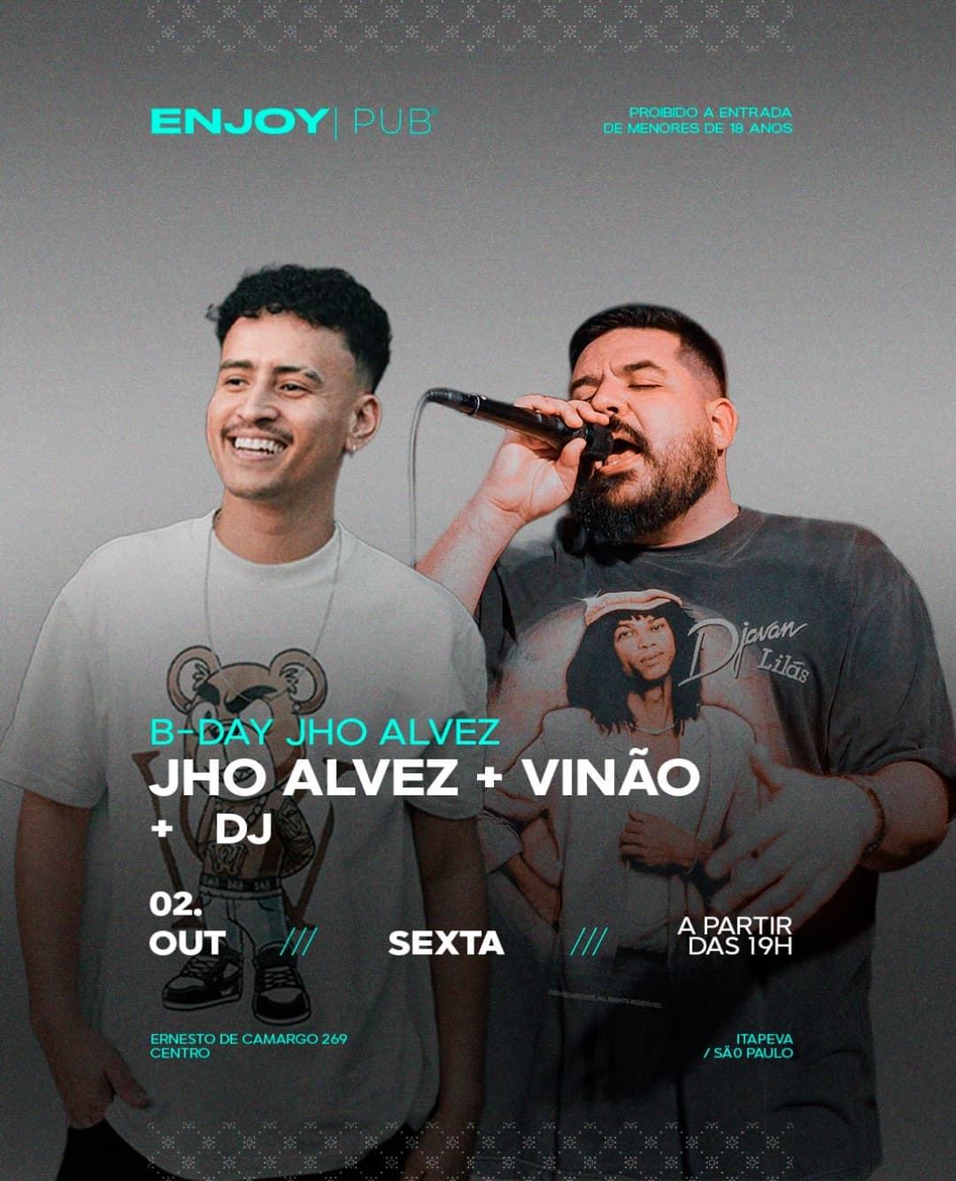 Flyer de Jho Alves e vineolivera