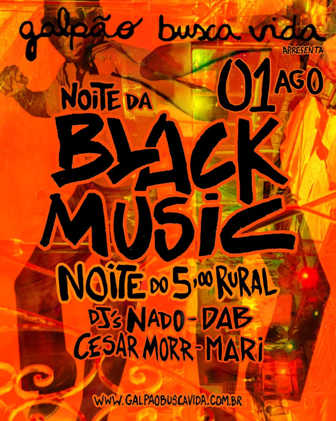 Flyer de DJ Nado, DJ Dab, DJ Cesar Morr e DJ Mari
