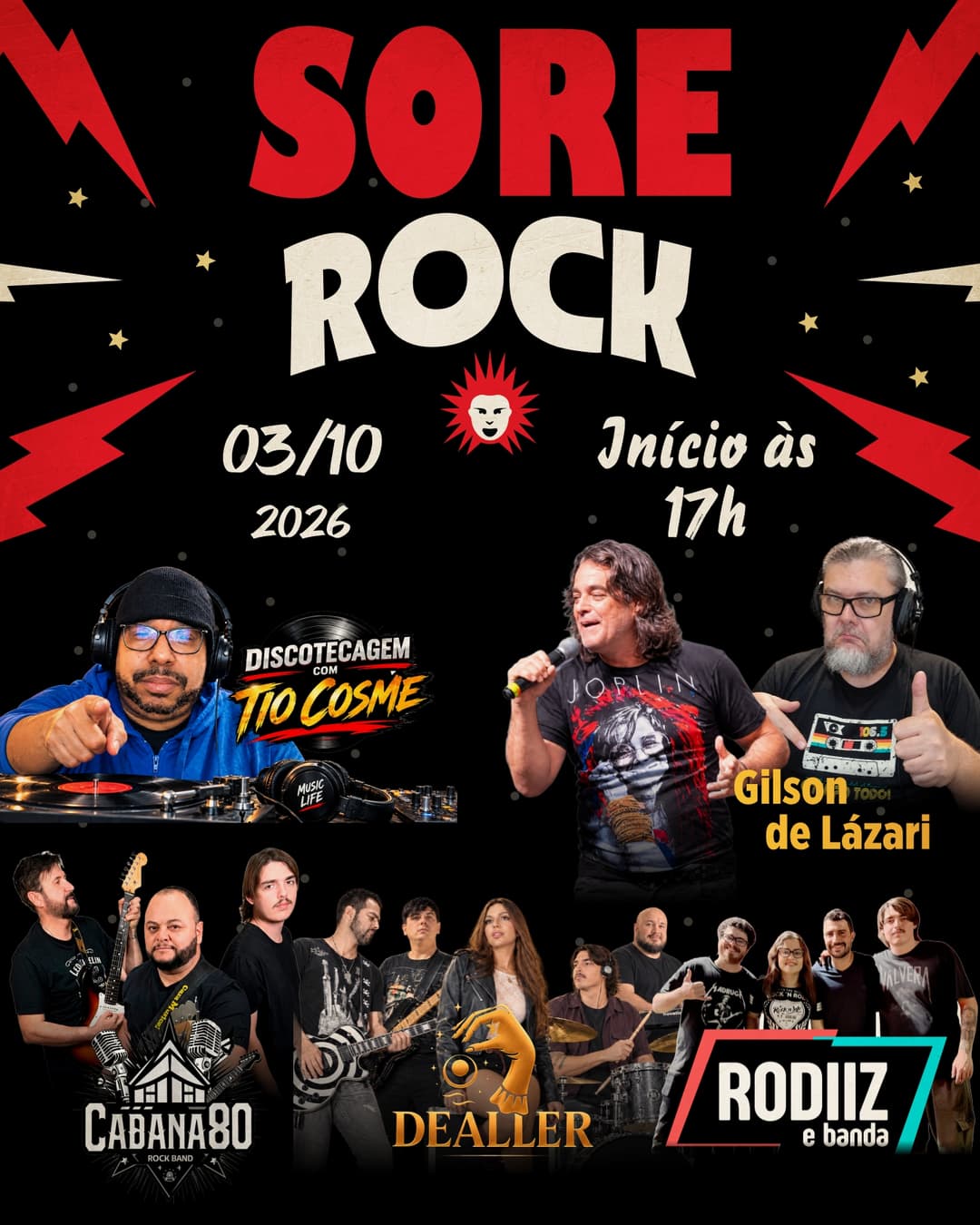 Flyer de Cabana80 Rock Band, Dealler e mais 3 artistas