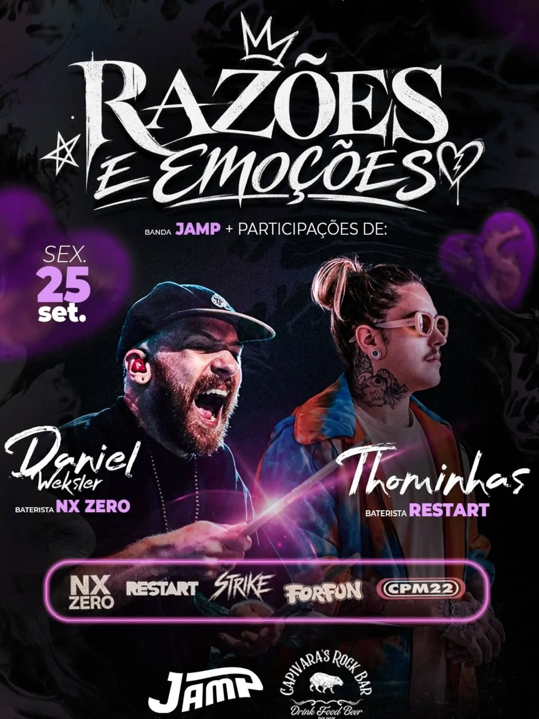 Flyer de Banda JAMP, Daniel Weksler e Thominhas