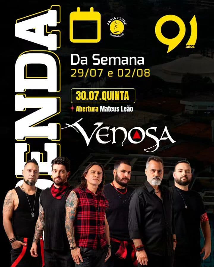 Flyer de Venosa Show, Mateus Leão, Du Santos e mais 5 artistas