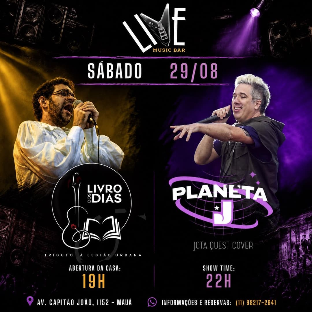 Flyer de Legião Urbana Tributo e Planeta J