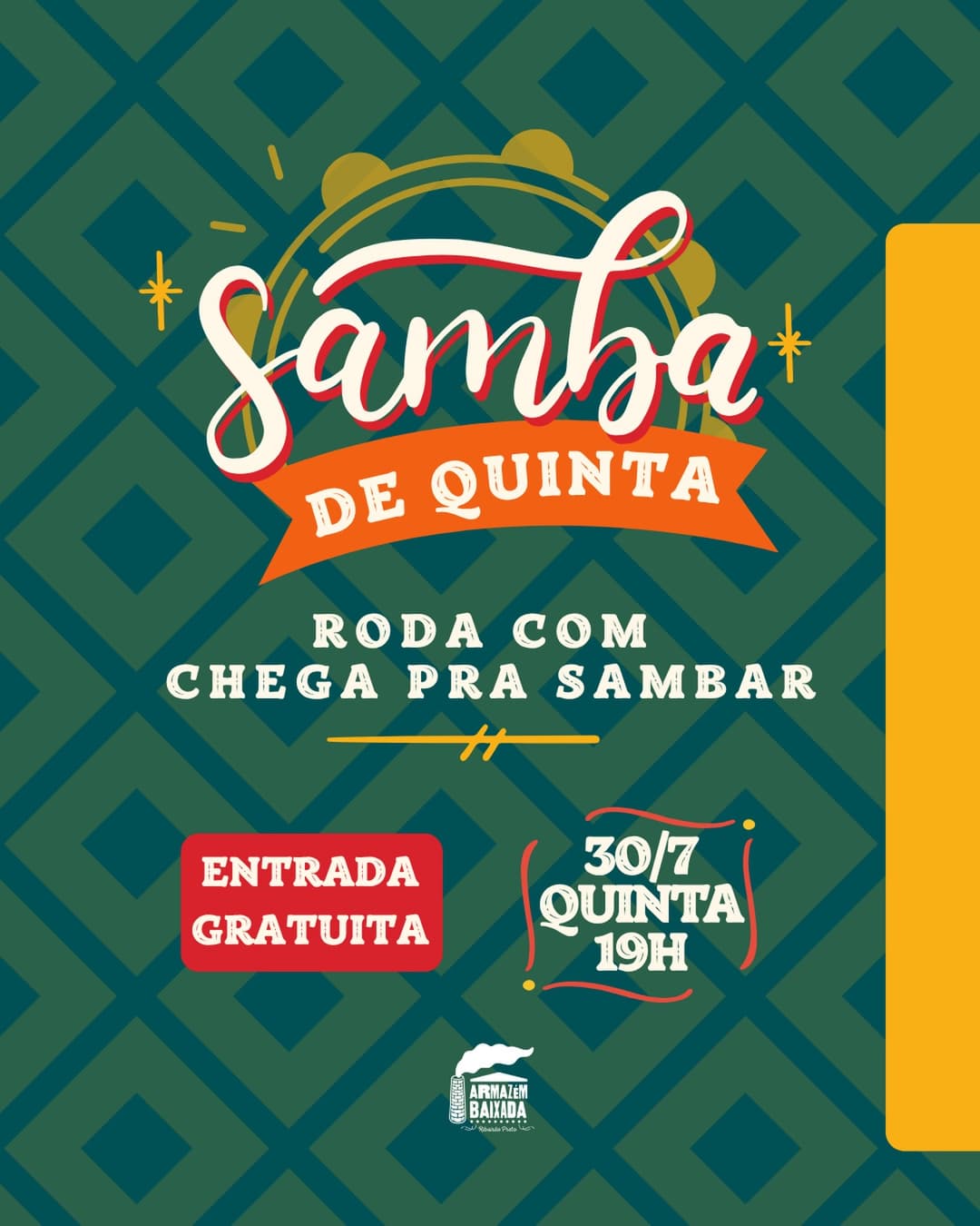 Flyer de Grupo Chega Pra Sambar