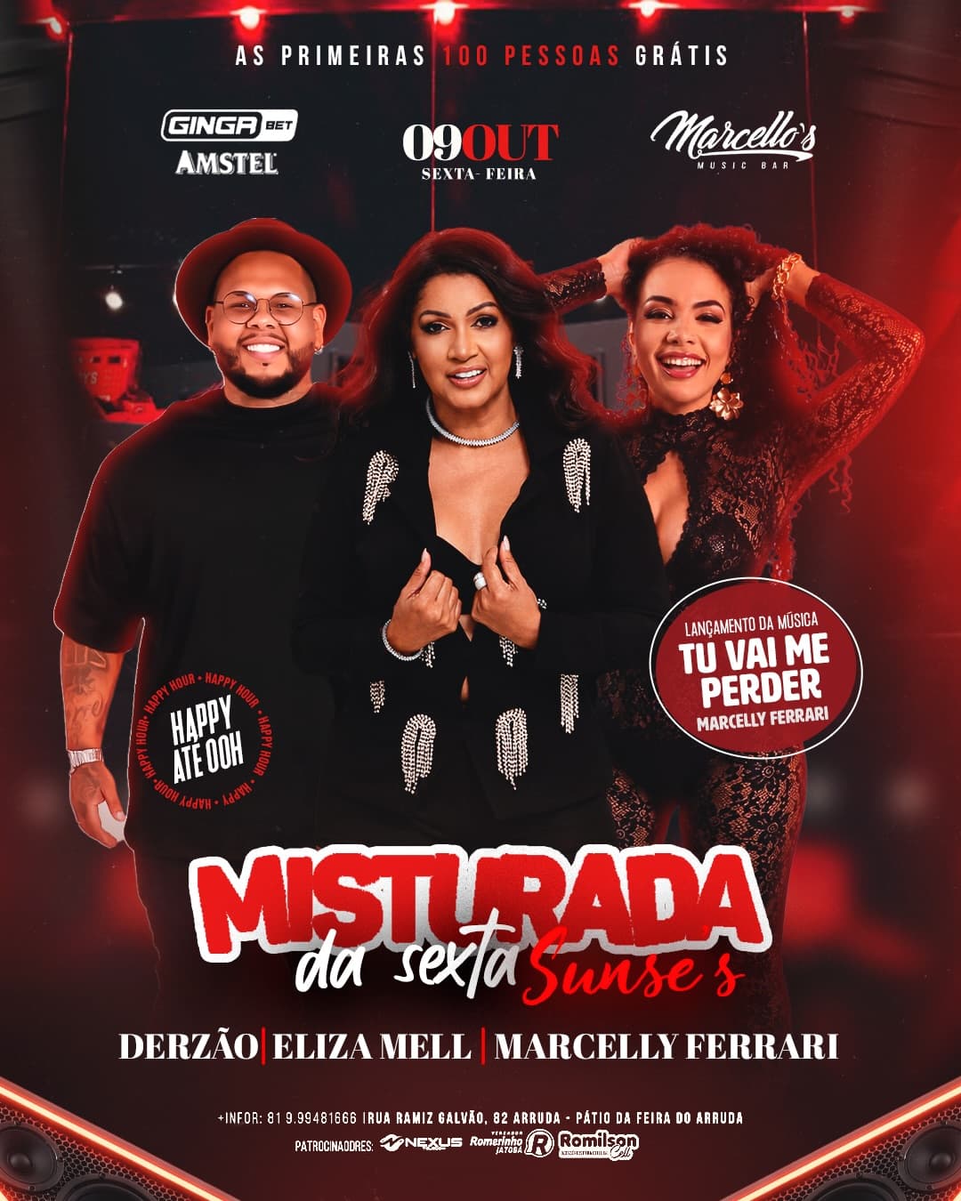 Flyer de Derzão, Marcelly Ferrari e Eliza Mell