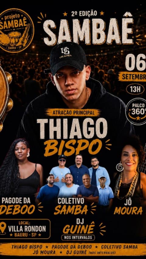 Flyer de Jô Moura, Thiago Bispo, Deboo e mais 2 artistas