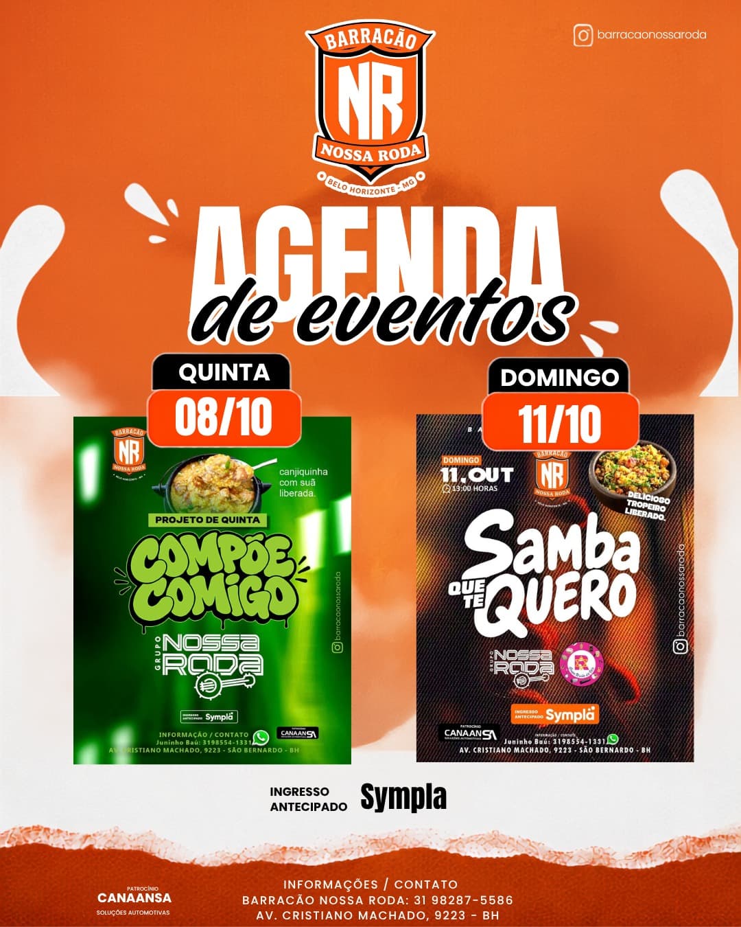 Flyer de Compõe Comigo e Grupo Nossa Roda