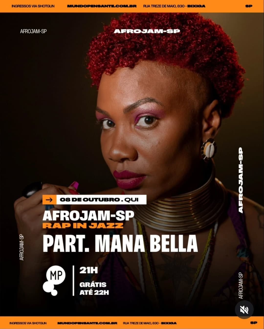 Flyer de Mana Bella e AfroJam