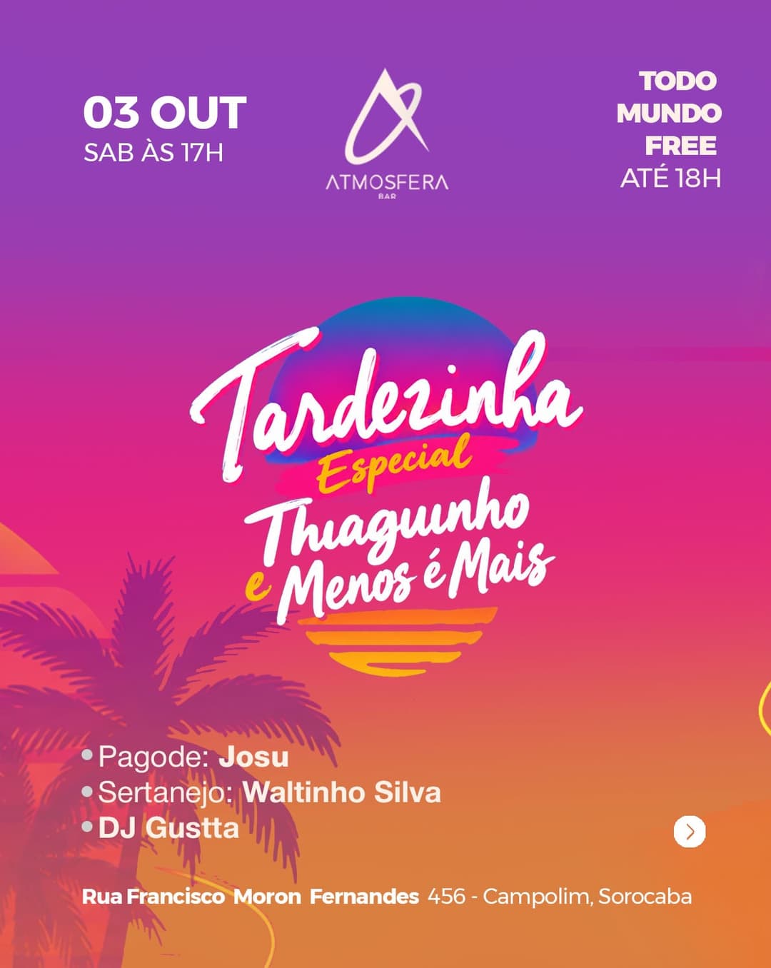 Flyer de Josu, Waltinho Silva e DJ Gustta