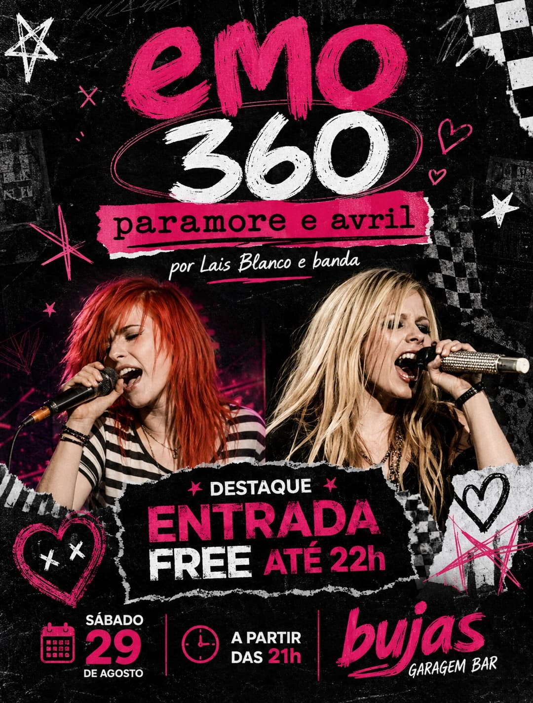 Flyer de Laís Blanco e banda e Dj Bruno Pelloni
