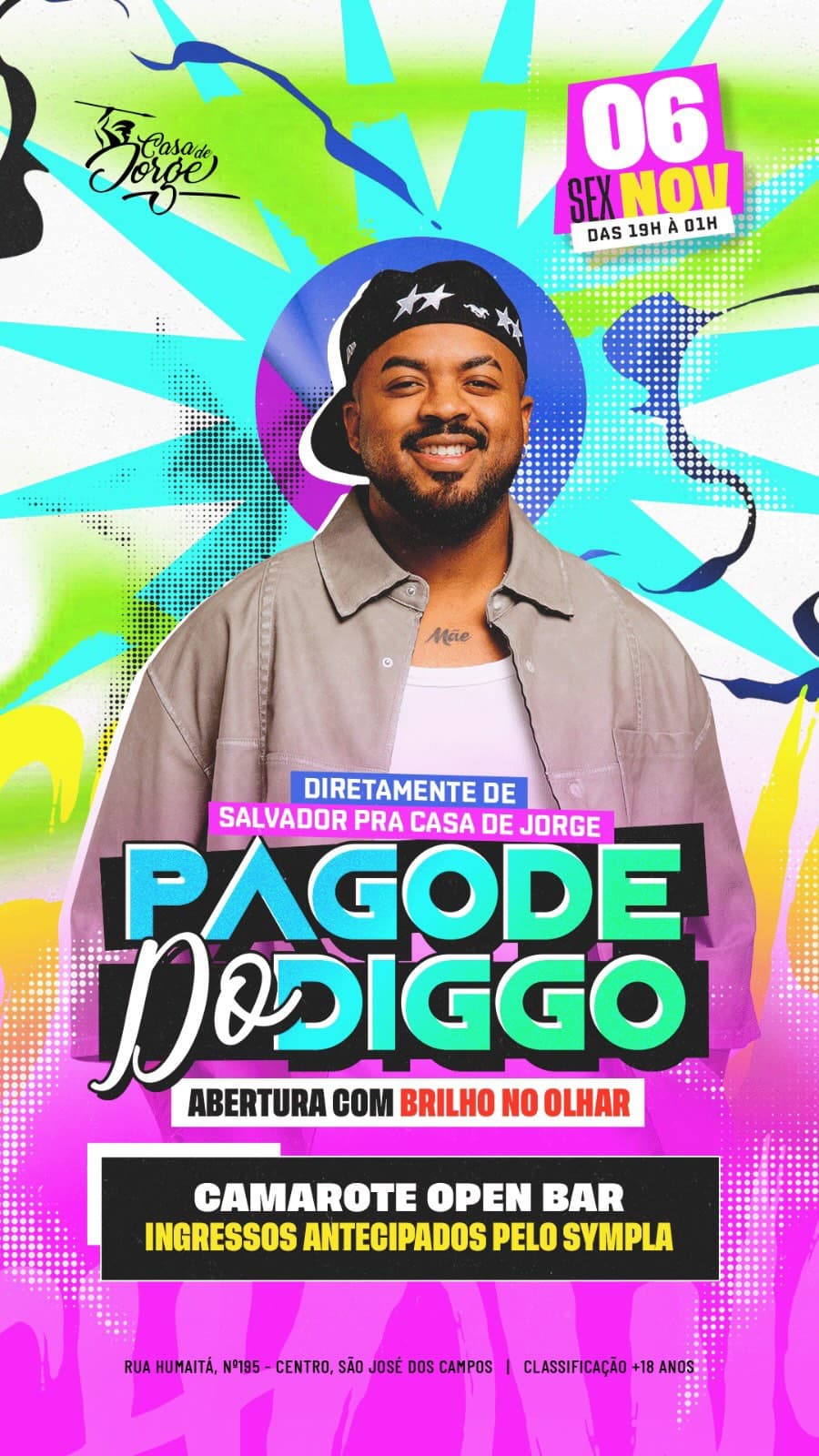 Flyer de Pagode do Diggo e Brilho no Olhar
