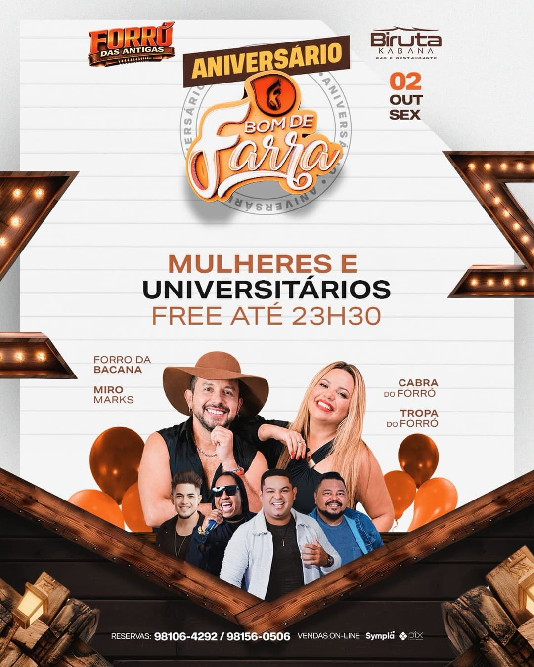 Flyer de Juninho Bom de Farra, Forró do Bacana e mais 2 artistas
