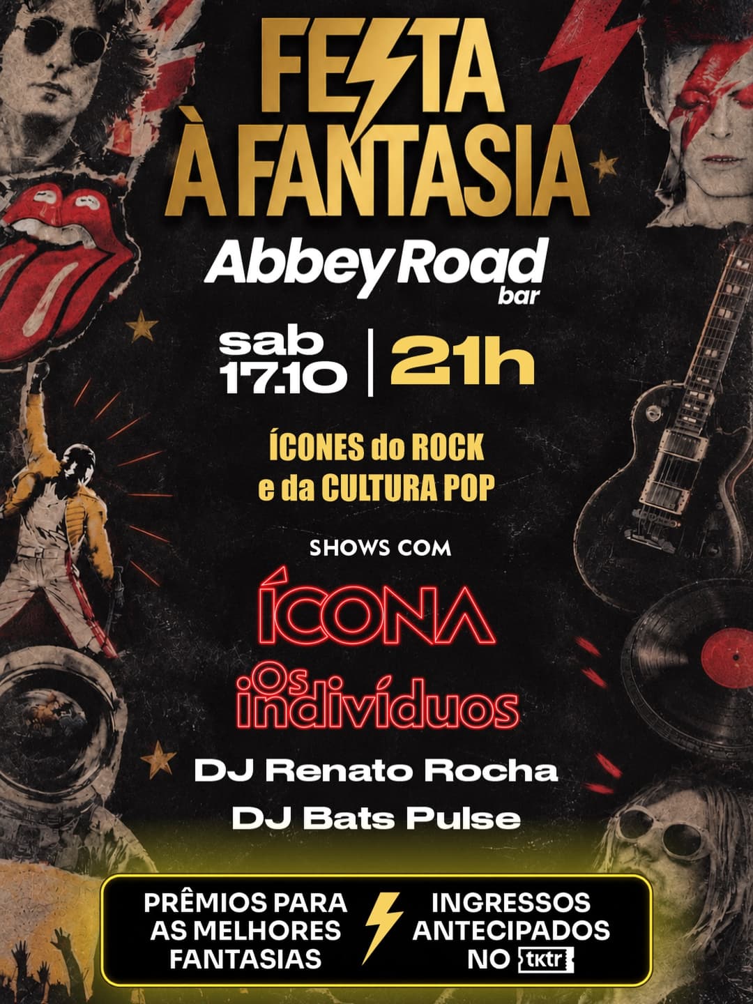 Flyer de Os Indivíduos, Icona Rock e mais 2 artistas