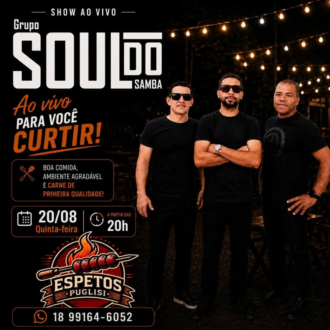 Flyer de Grupo Soul do Samba