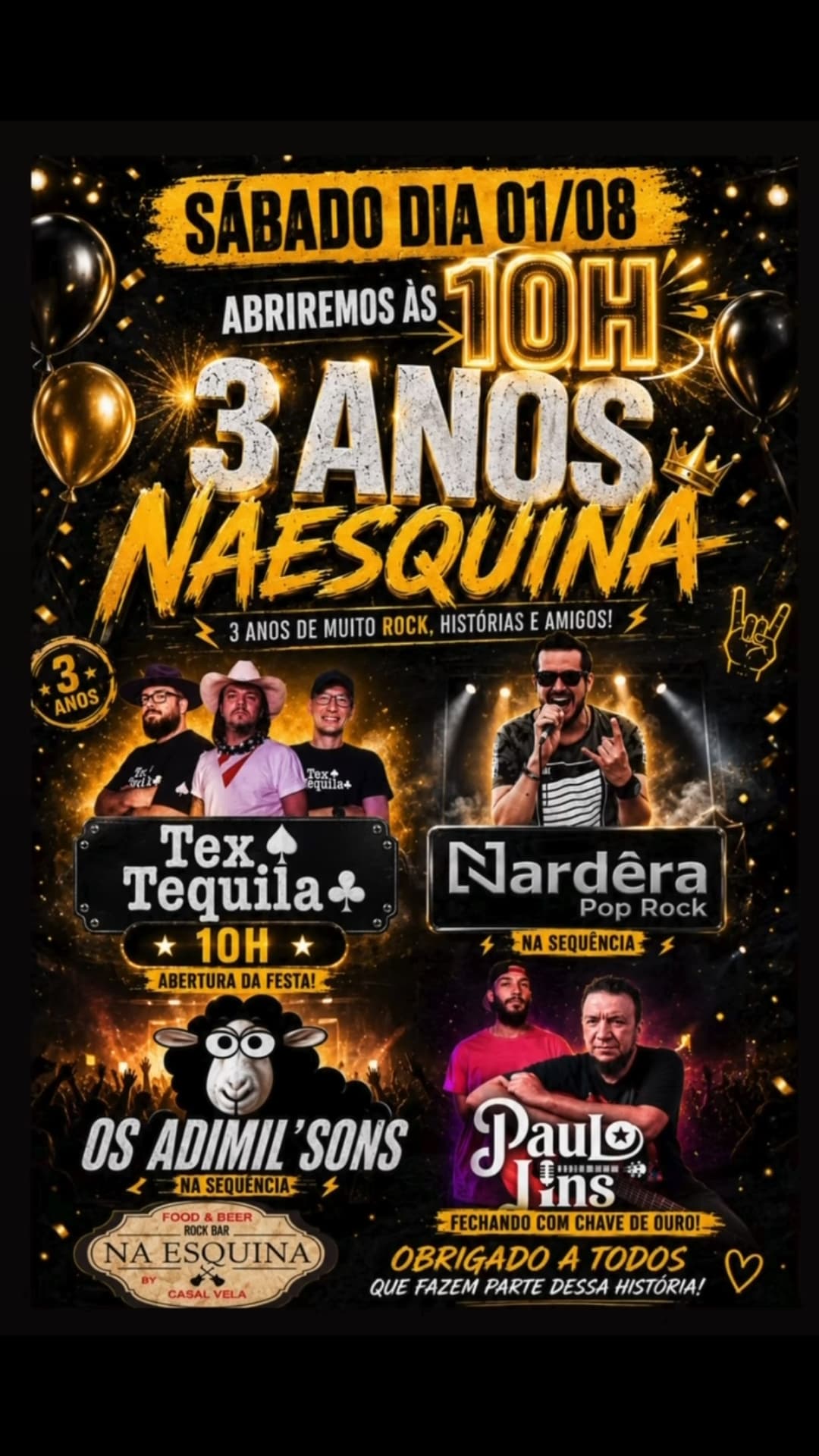 Flyer de TexTequila, Nardéra Pop Rock e mais 2 artistas