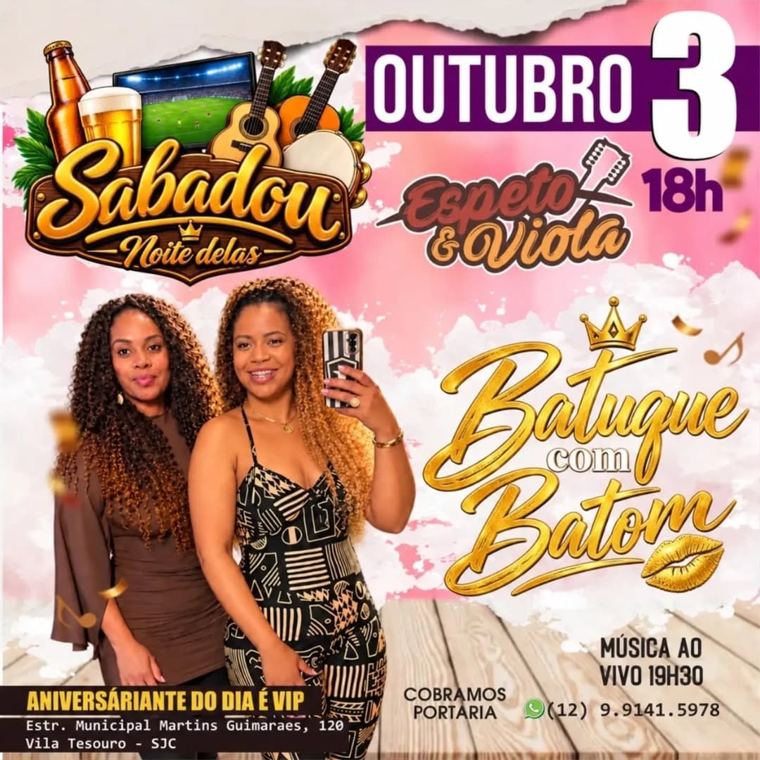 Flyer de Batuque com Batom