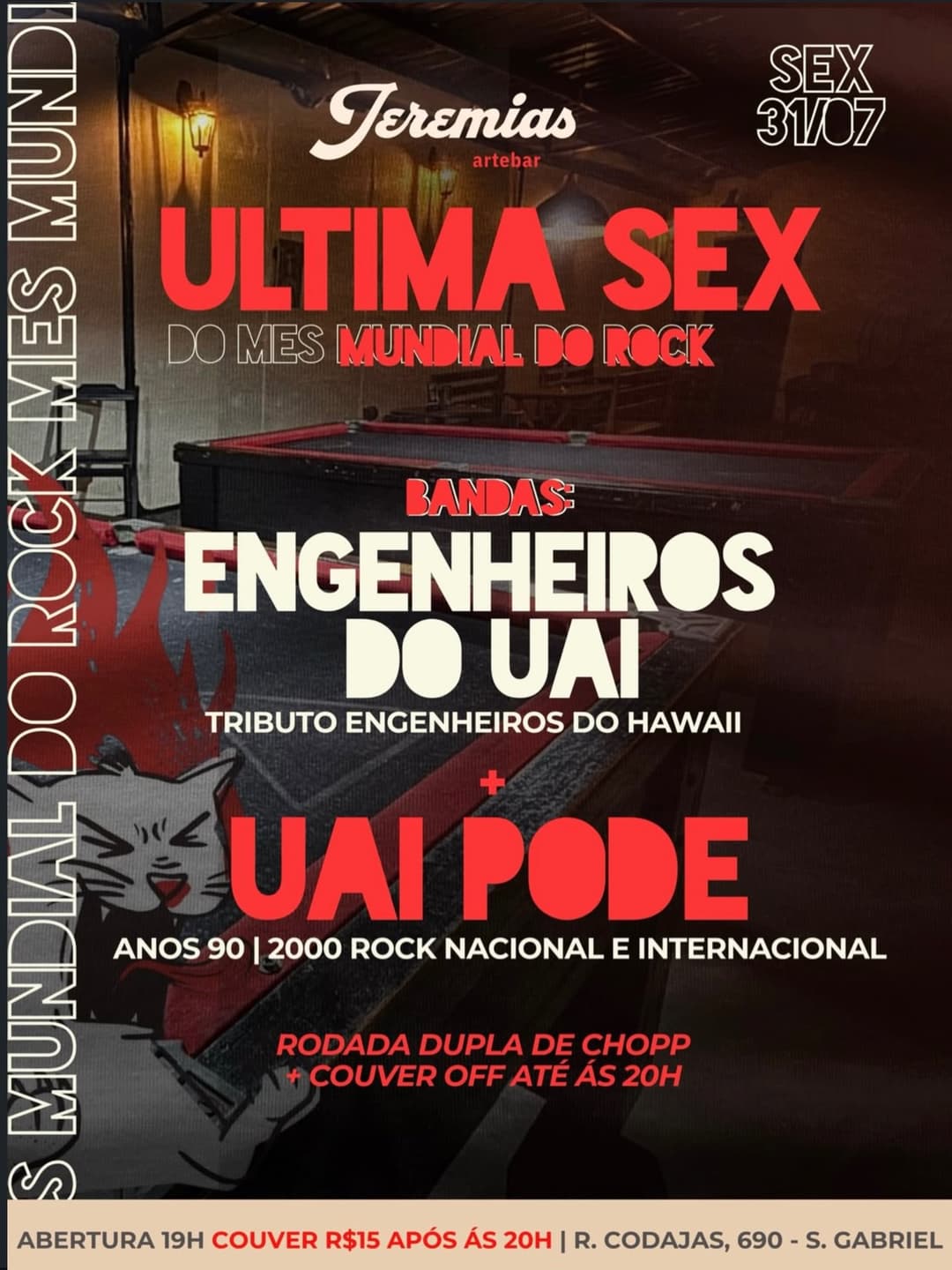 Flyer de Engenheiros do Uai e Banda Uai Pode