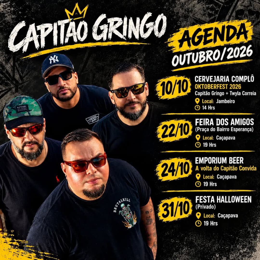 Flyer de Banda Capitão Gringo e Twyla Correia