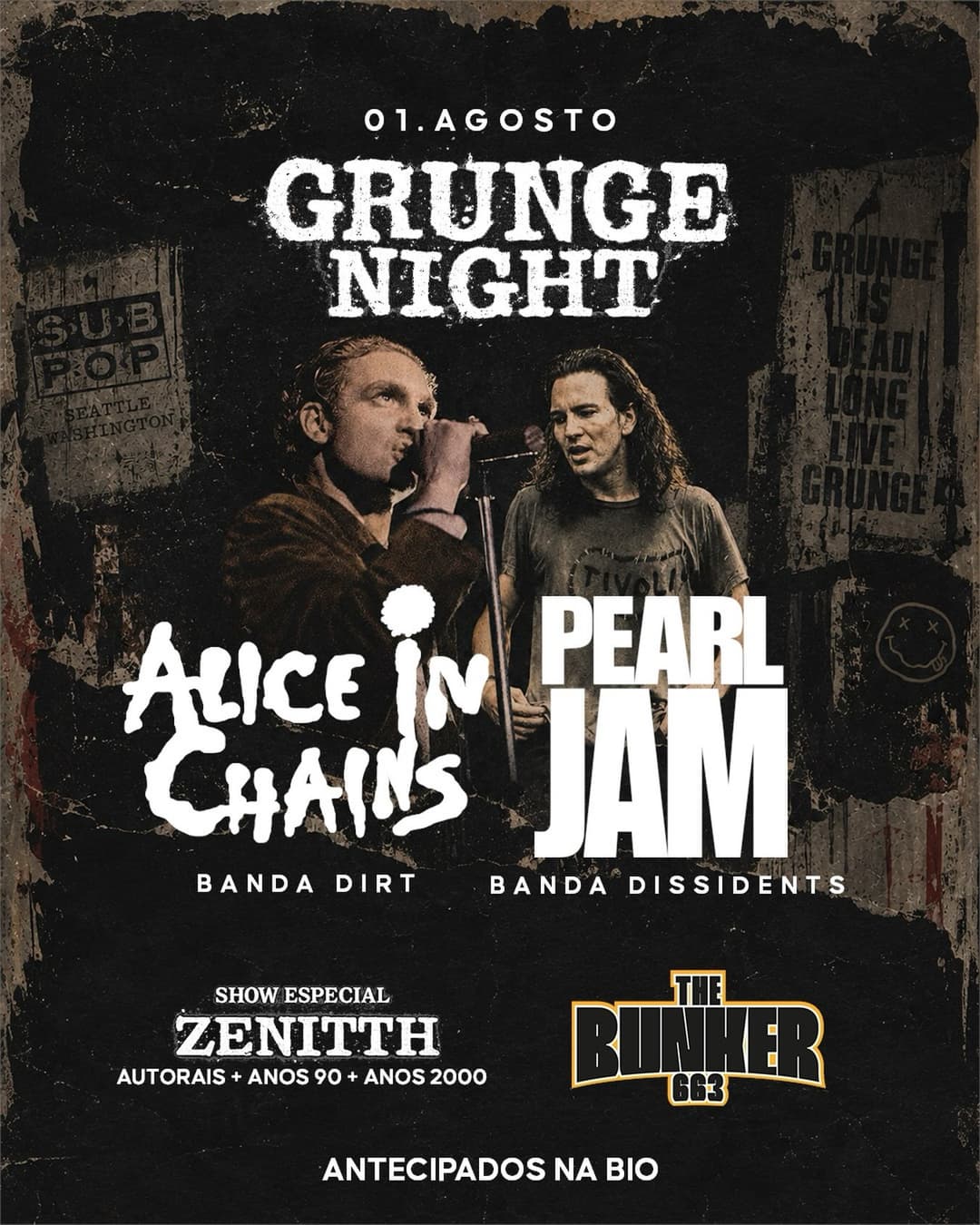 Flyer de Banda Dissidents, Zenitth e Banda Dirt
