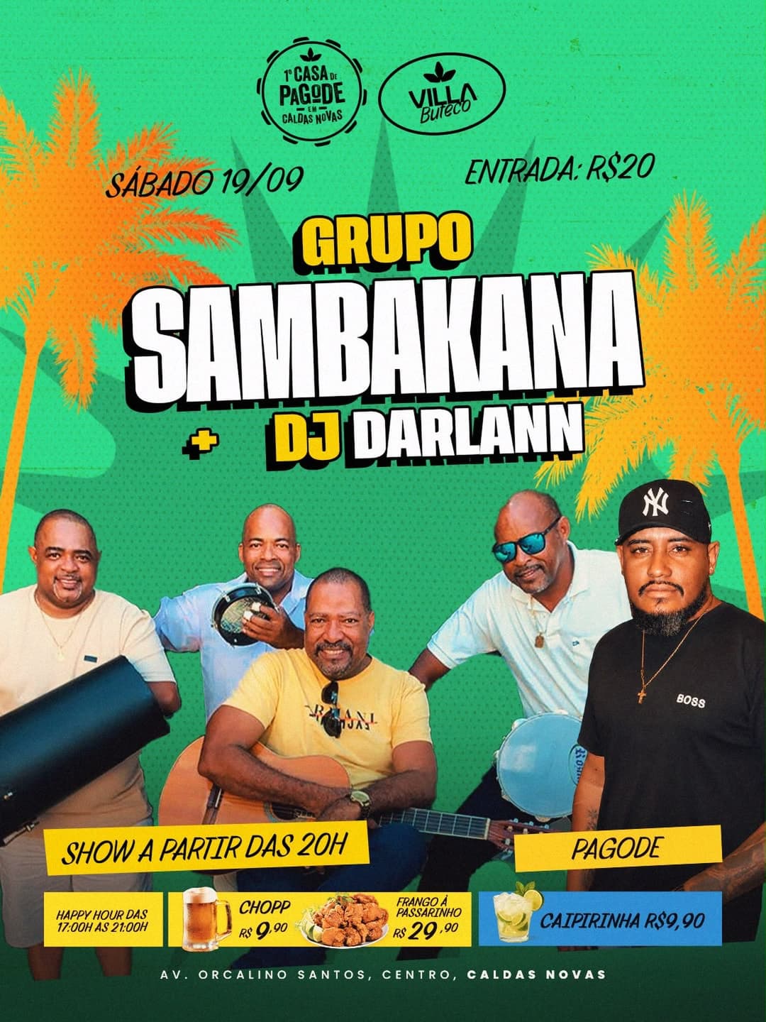 Flyer de Grupo Sambakana, DJ Darlann, AJAMAYKA e DJ Darllann