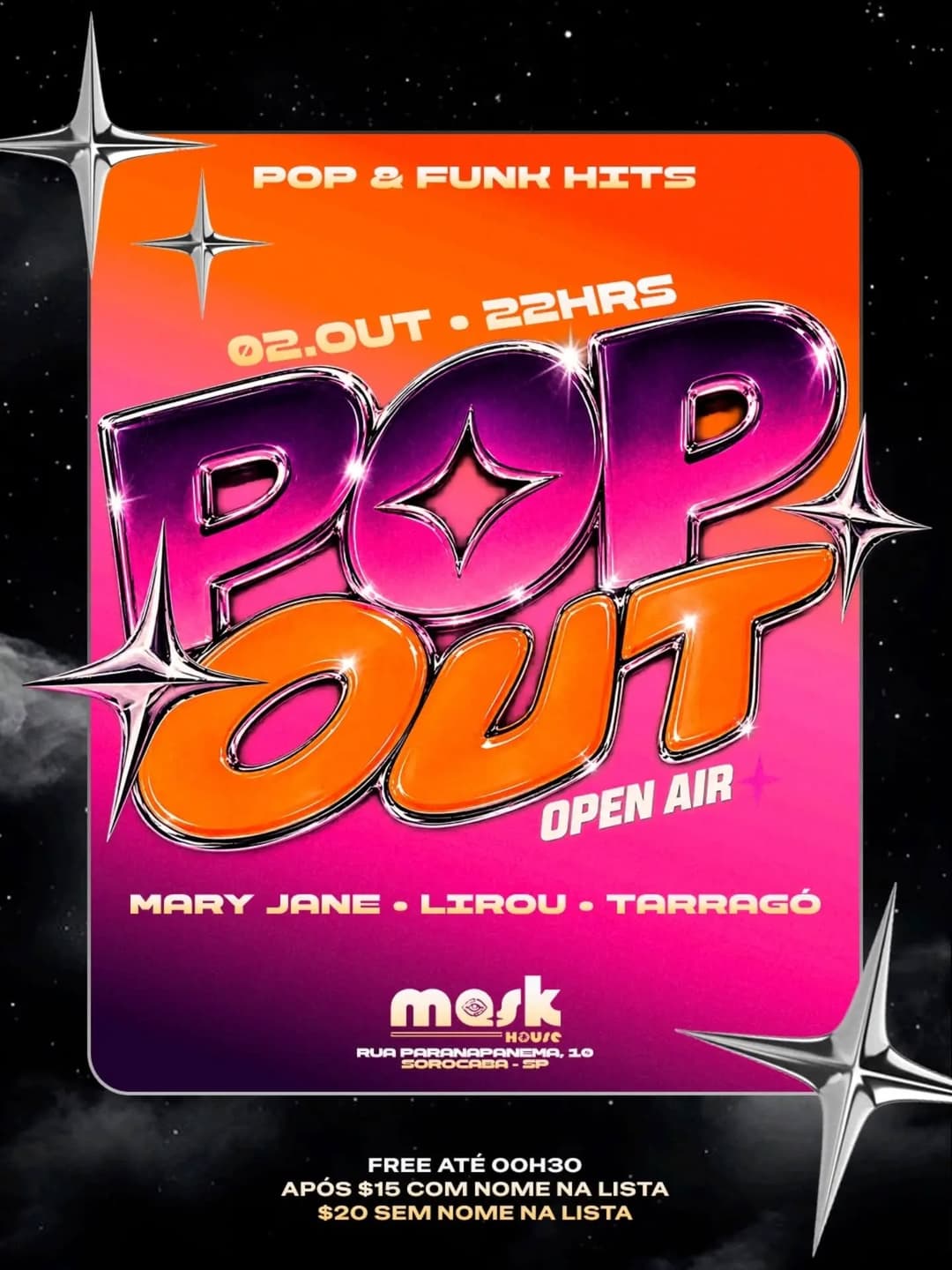 Flyer de Mary Jane, Lirou e TARRAGÓ