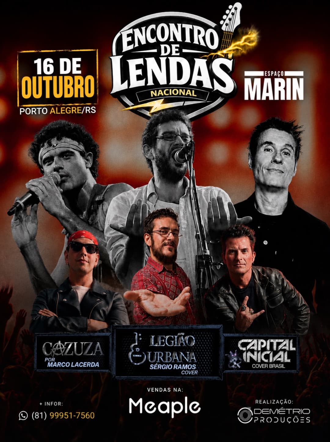 Flyer de Tributo à Legião Urbana com Sérgio Ramos e mais 2 artistas