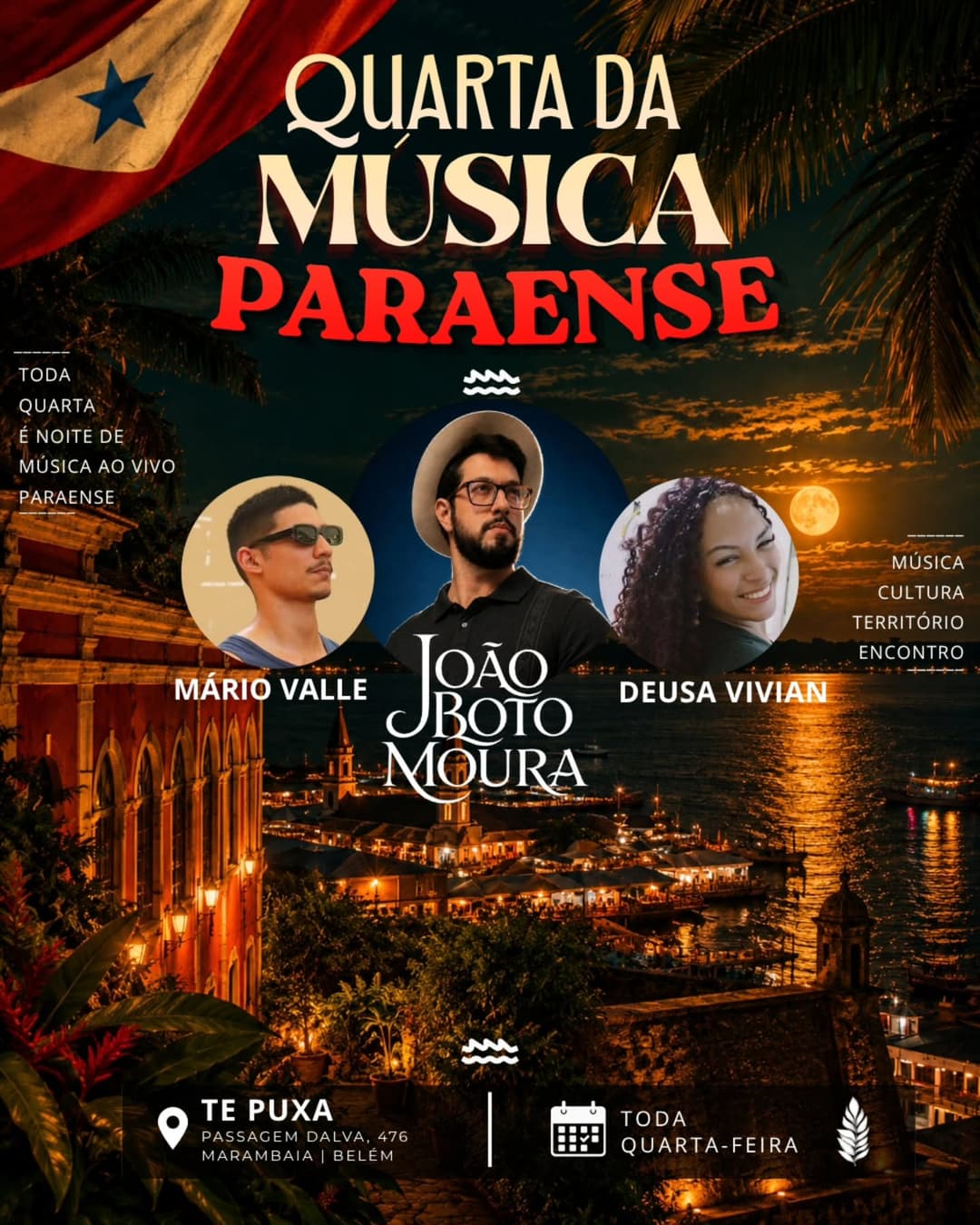 Flyer de João Boto Moura, Deusa Vivian e Mário Valle