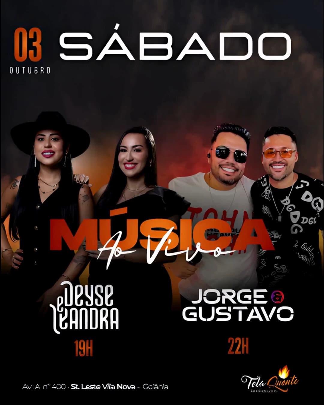 Flyer de Jorge e Gustavo e Deyse e Leandra
