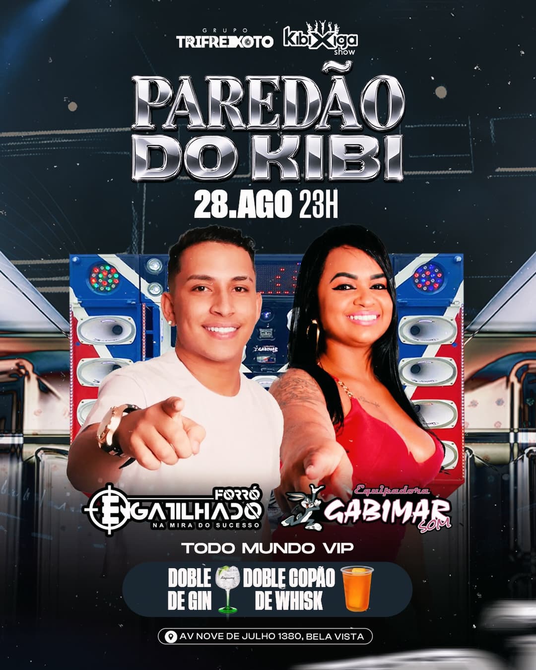 Flyer de Paredão e Forró Engatilhado