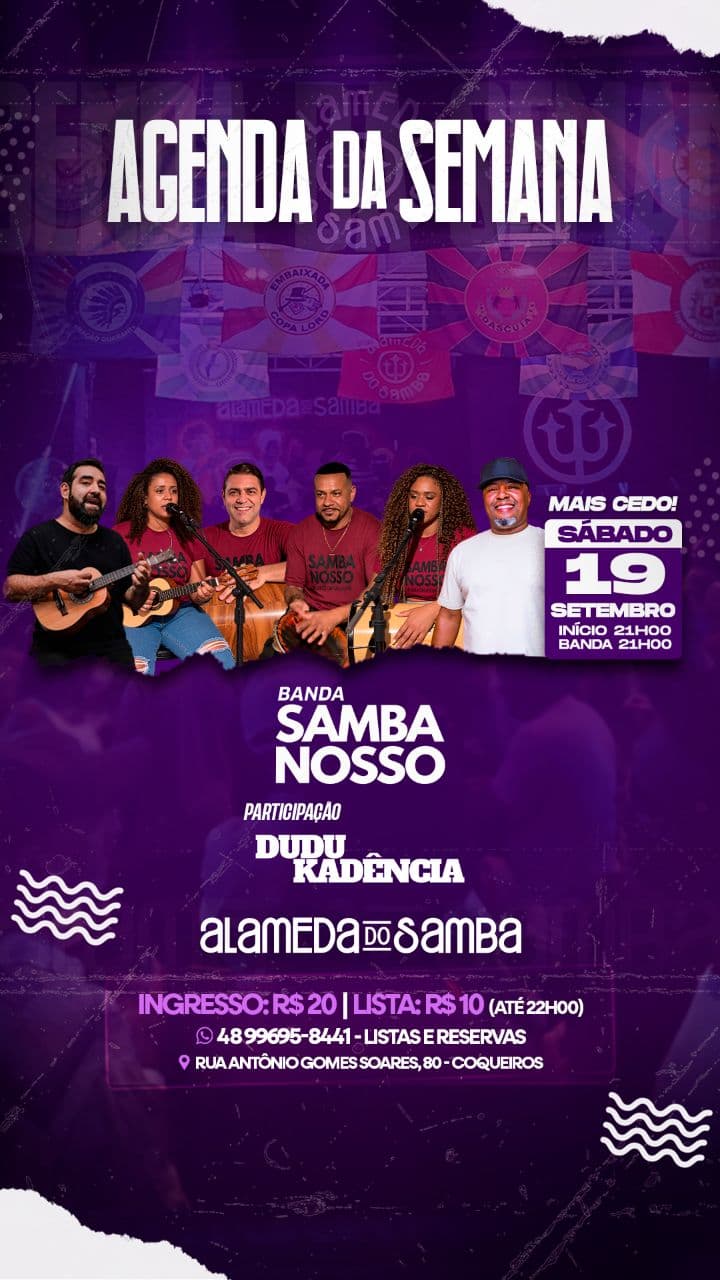 Flyer de Banda Samba Nosso e Dudu Kadência