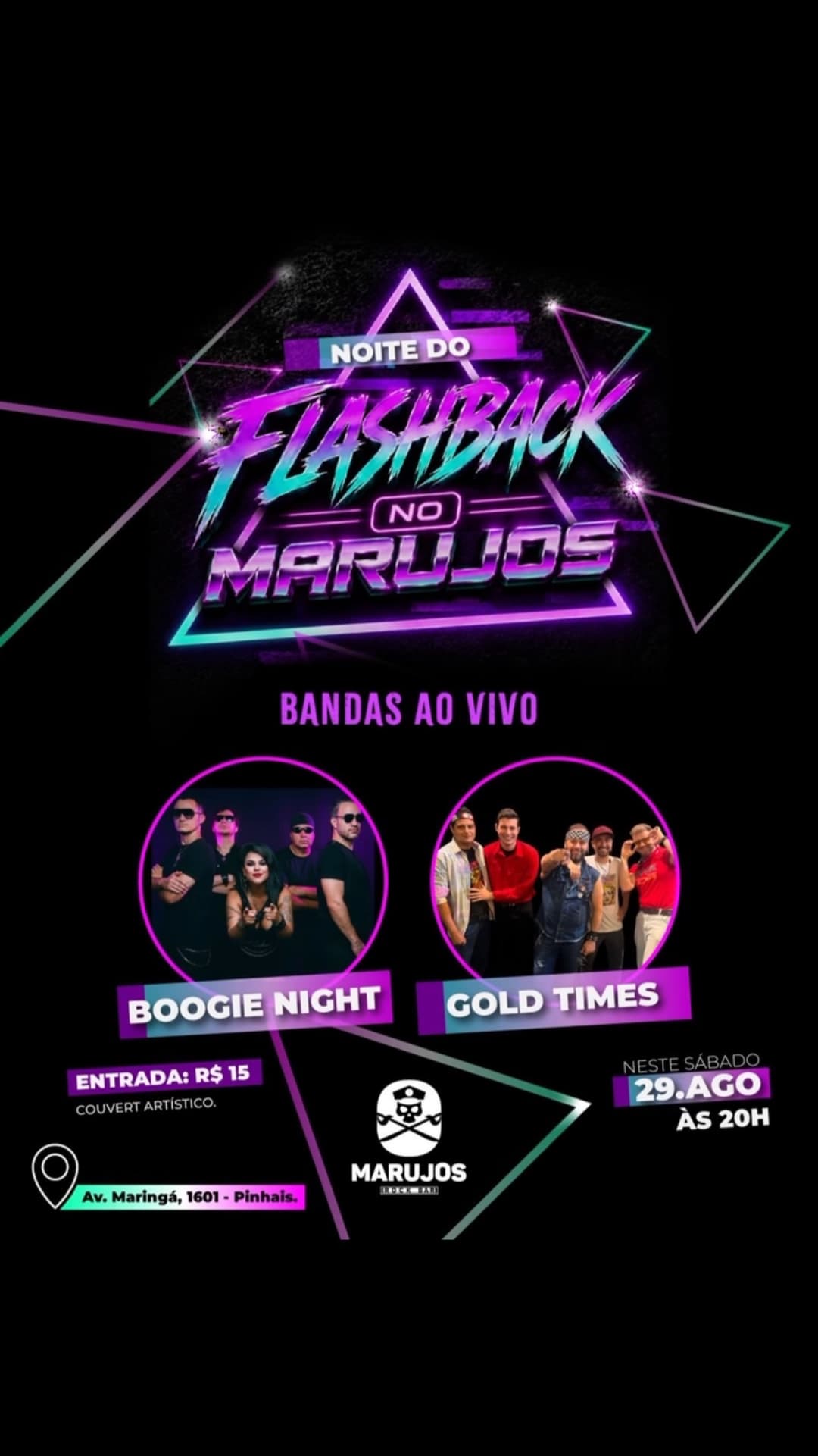Flyer de Boogie Night e Gold Times