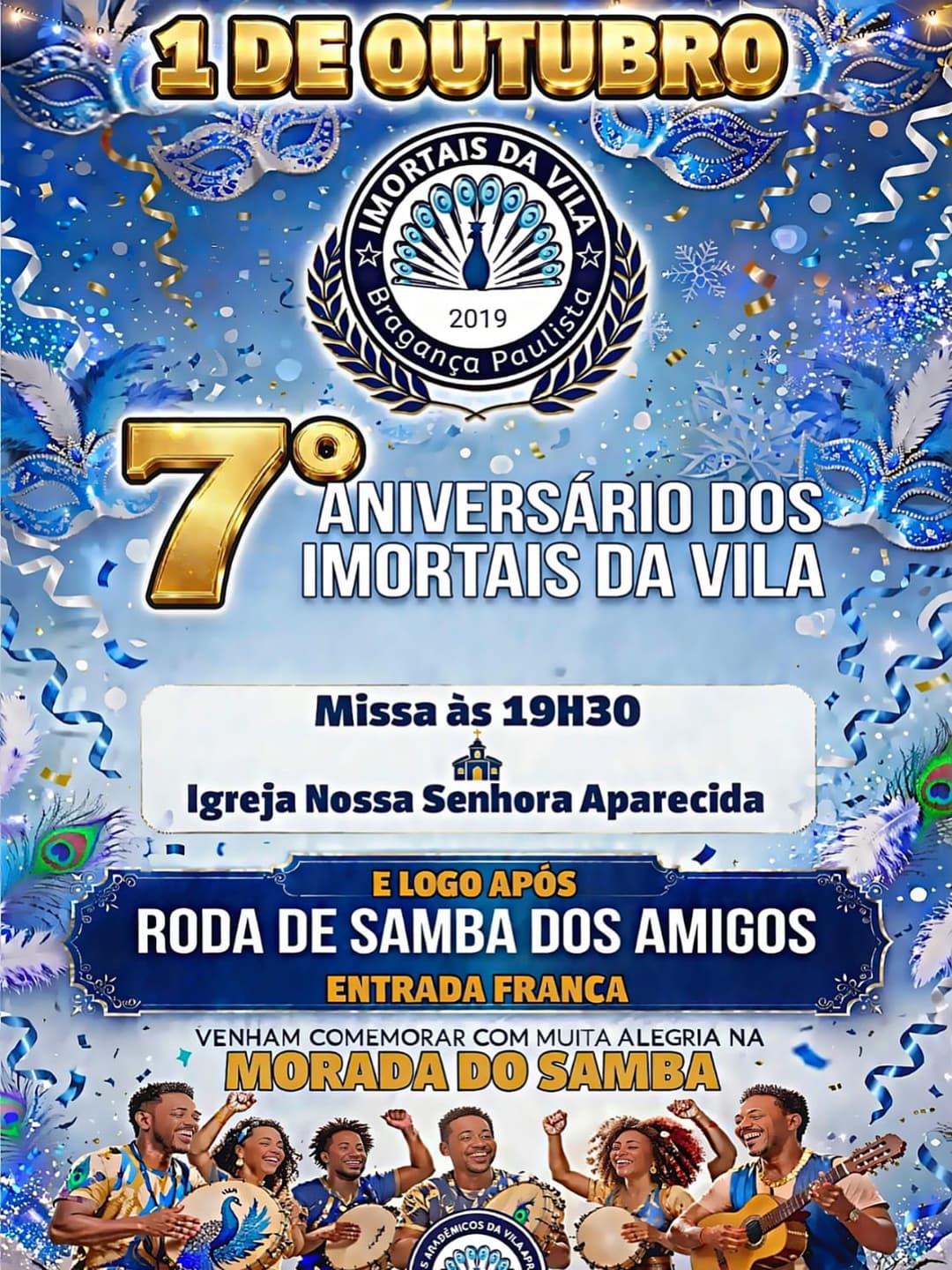 Flyer de G. R. C. E. S. Acadêmicos da Vila e Roda de Samba dos Amigos