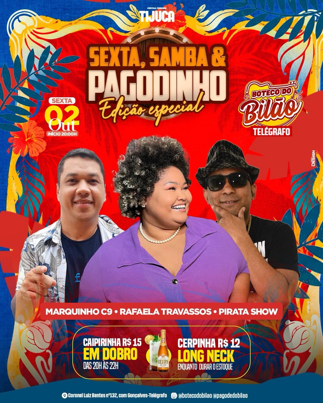Flyer de Rafaela Travassos, Marquinho C9 e Cantor Pirata Show