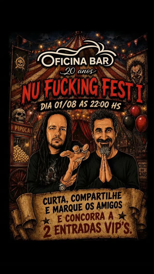 Flyer de System Of Down Brasil e Nu Metal Tributo ao Korn