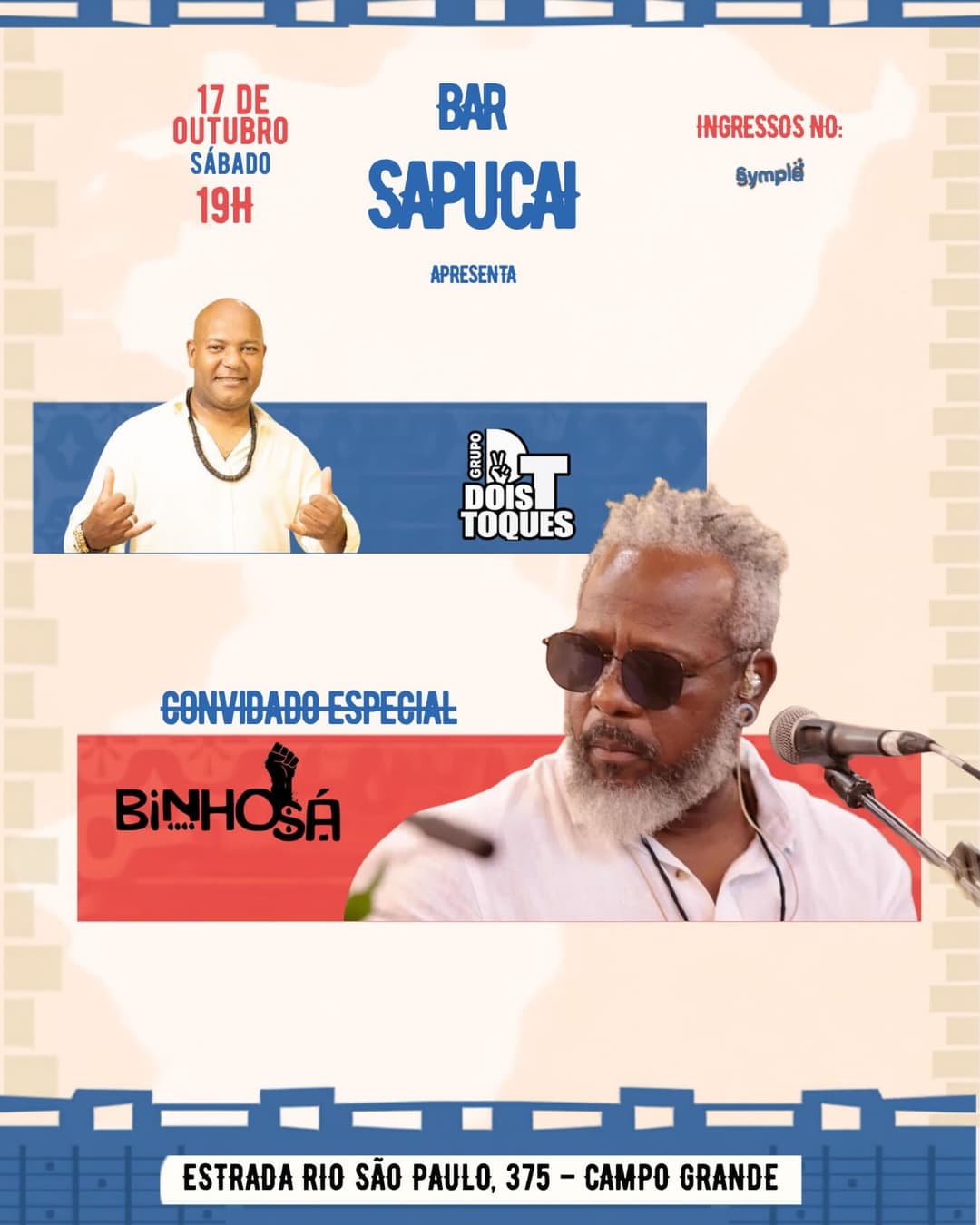 Flyer de Binho Sá e 2Toques