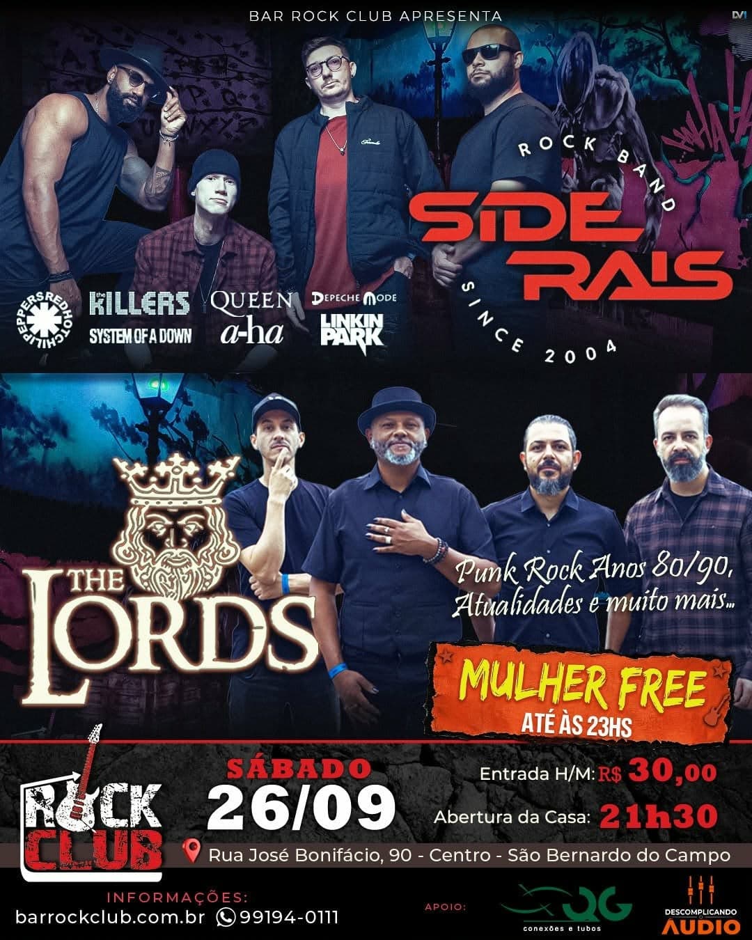 Flyer de The Lords e Siderais Banda