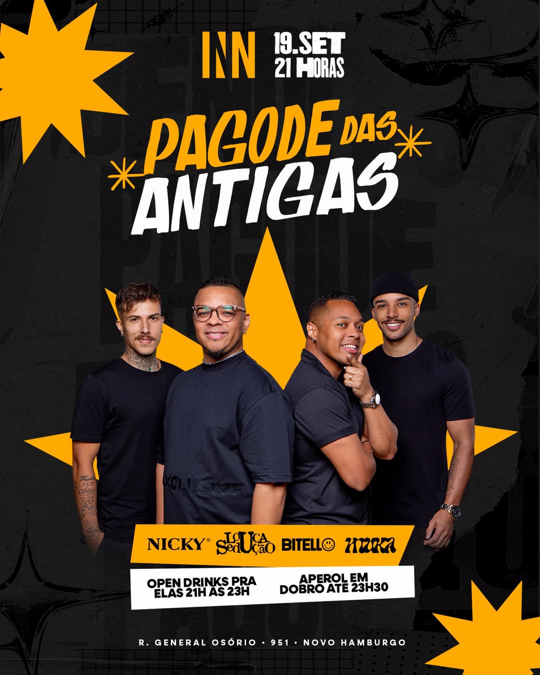 Flyer de Bitello, Nicky, Grupo Louca Sedução e Mukaprod