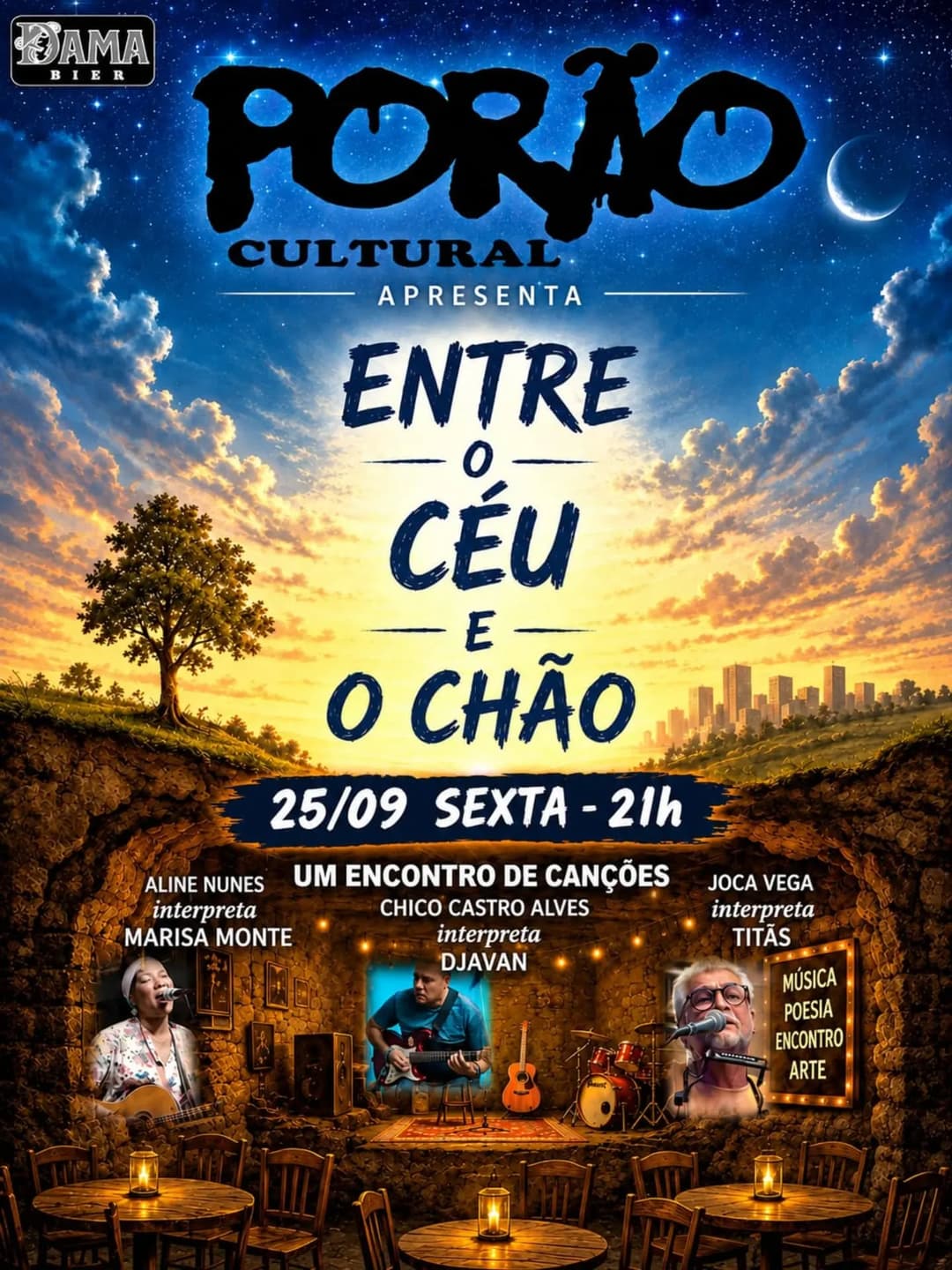 Flyer de Aline Nunes, Chico Castro Alves e Joca Vega