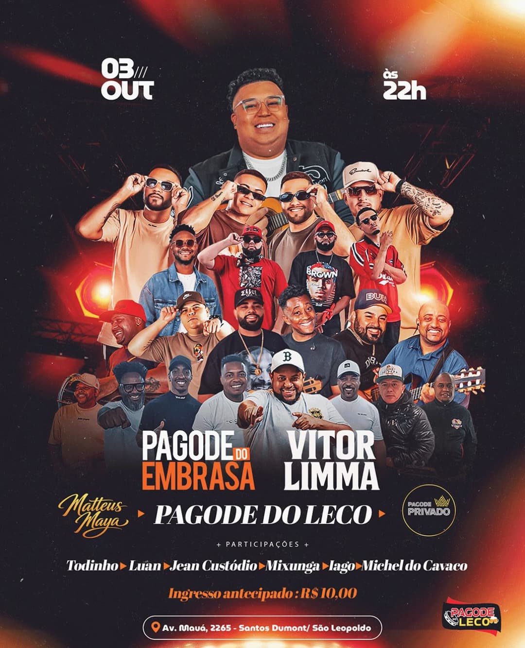 Flyer de Matteus Maya, Pagode do Embrasa e mais 3 artistas