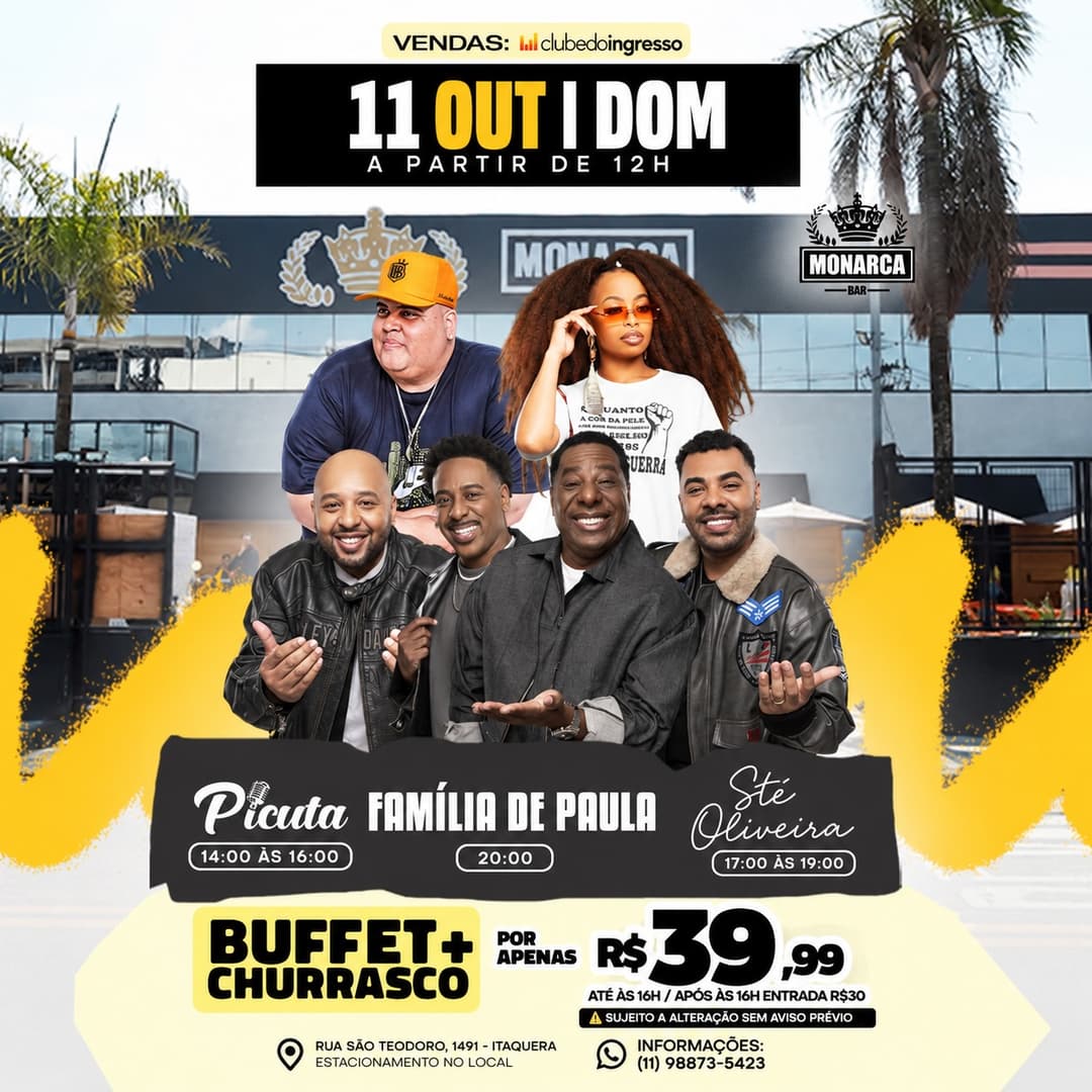 Flyer de Cantor Picuta, steoliveirareal e Família de Paula