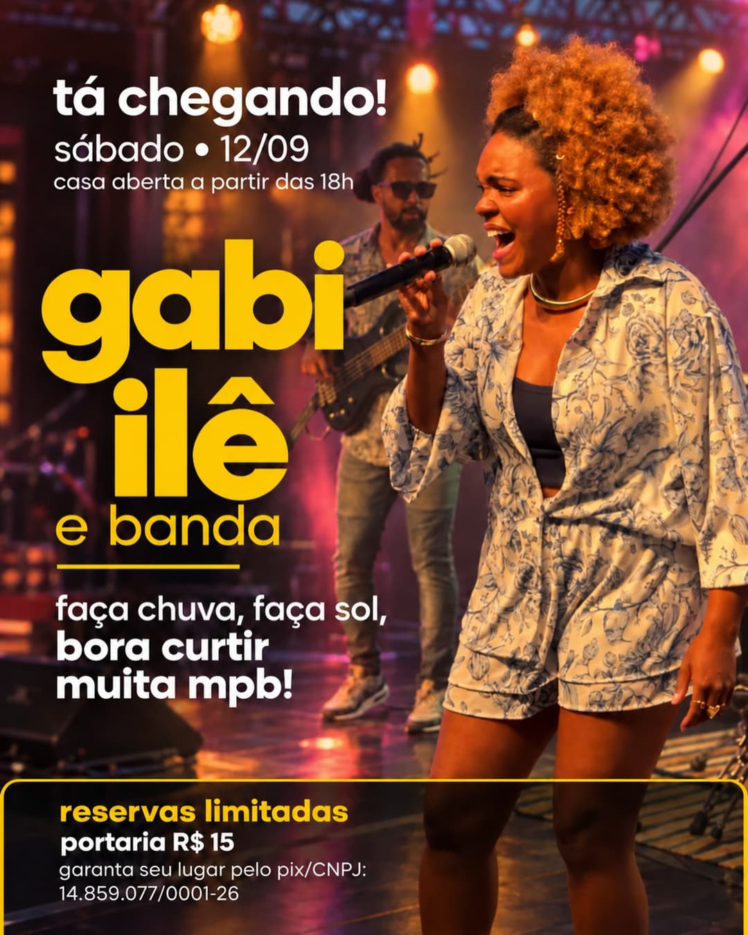 Flyer de gabi ilê e banda