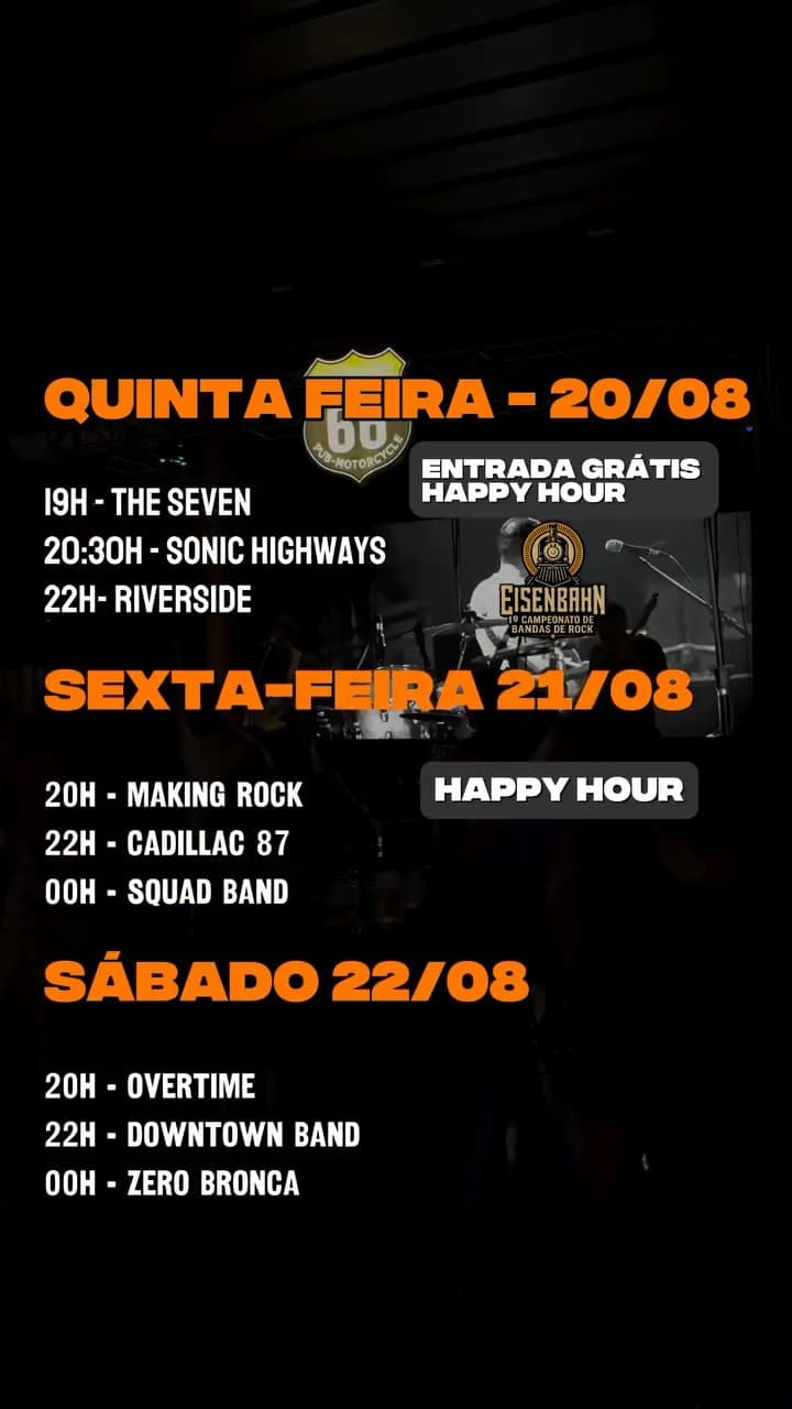 Flyer de Overtime, Downtown Band e Zero Bronca